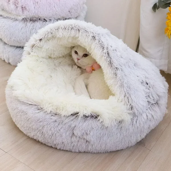 CozyCuddle Round Plush Cat Bed